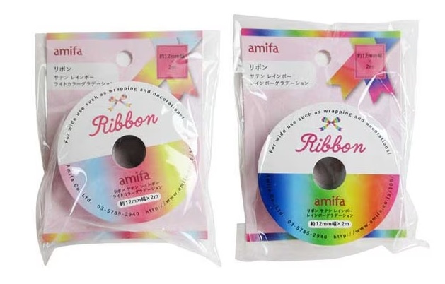 リボン　サテン　レインボー
