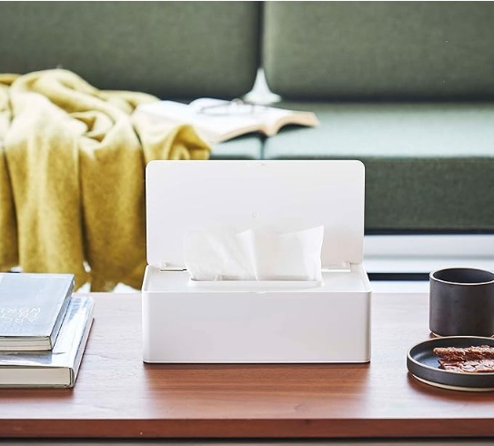 蓋付きティッシュケース タワー ホワイト レギュラーサイズ の画像