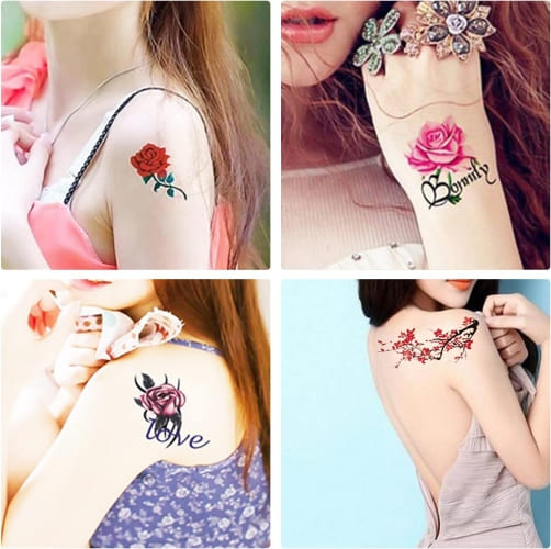 タトゥーシールー大きいサイズ花３D