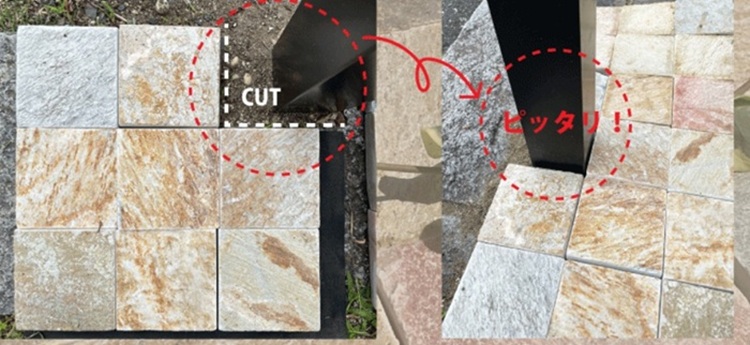 防草シート付き 天然石イエロー 庭 タイル 防草マット の画像