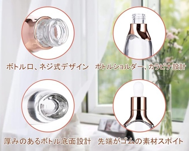 スポイトボトル 詰替容器 ガラス製 透明 クリアの画像