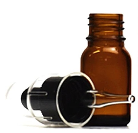 ガラス スポイトキャップ(黒) 茶色遮光ビン 10ml オーバーキャップ付の画像