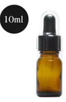 ガラス スポイトキャップ(黒) 茶色遮光ビン 10ml オーバーキャップ付の画像