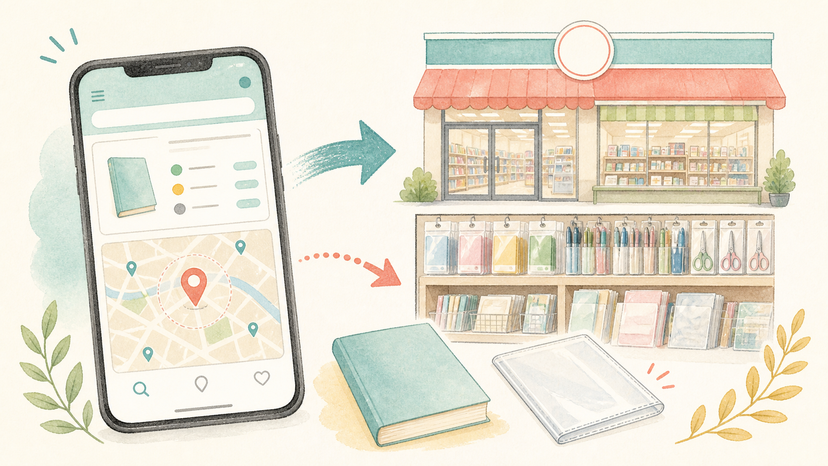 ダイソーアプリと店舗確認の使い分けの結論を示す手書き図解