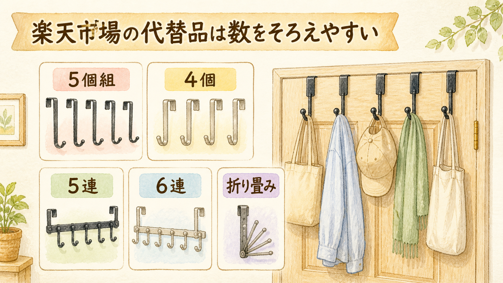楽天市場の代替品は数をそろえやすいの結論を示す手書き図解
