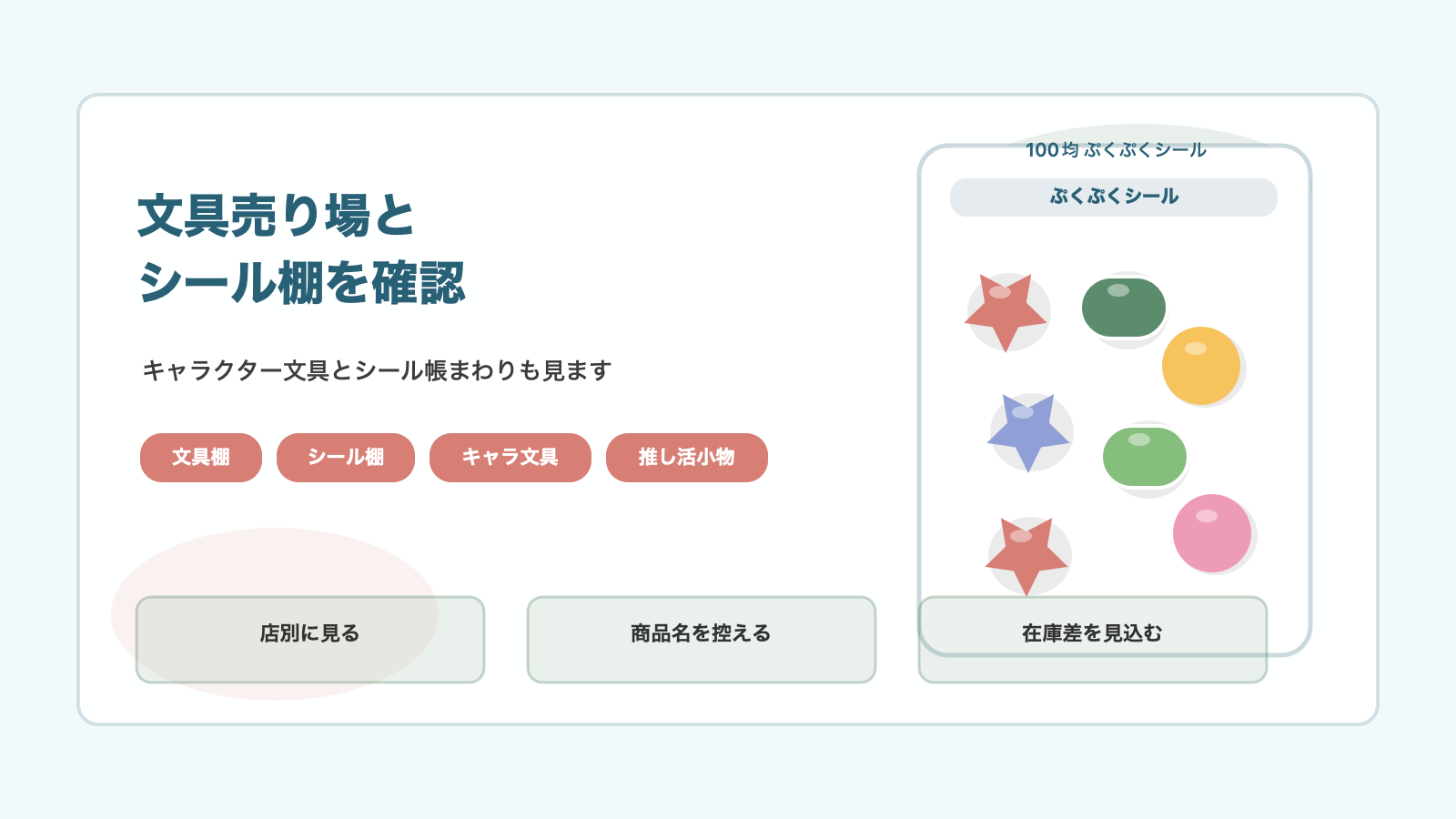 100均では文具売り場から先に見ますの結論を示す手書き図解