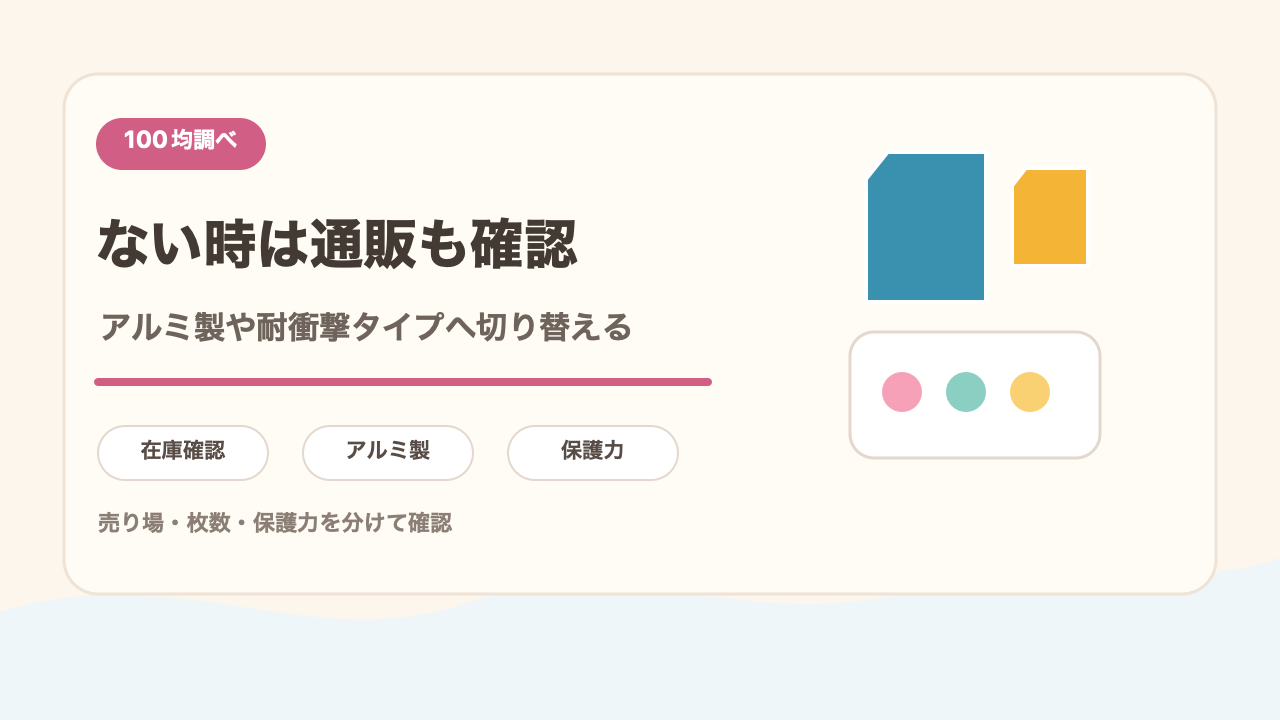 店舗で見つからないときの入手方法の結論を示す手書き図解