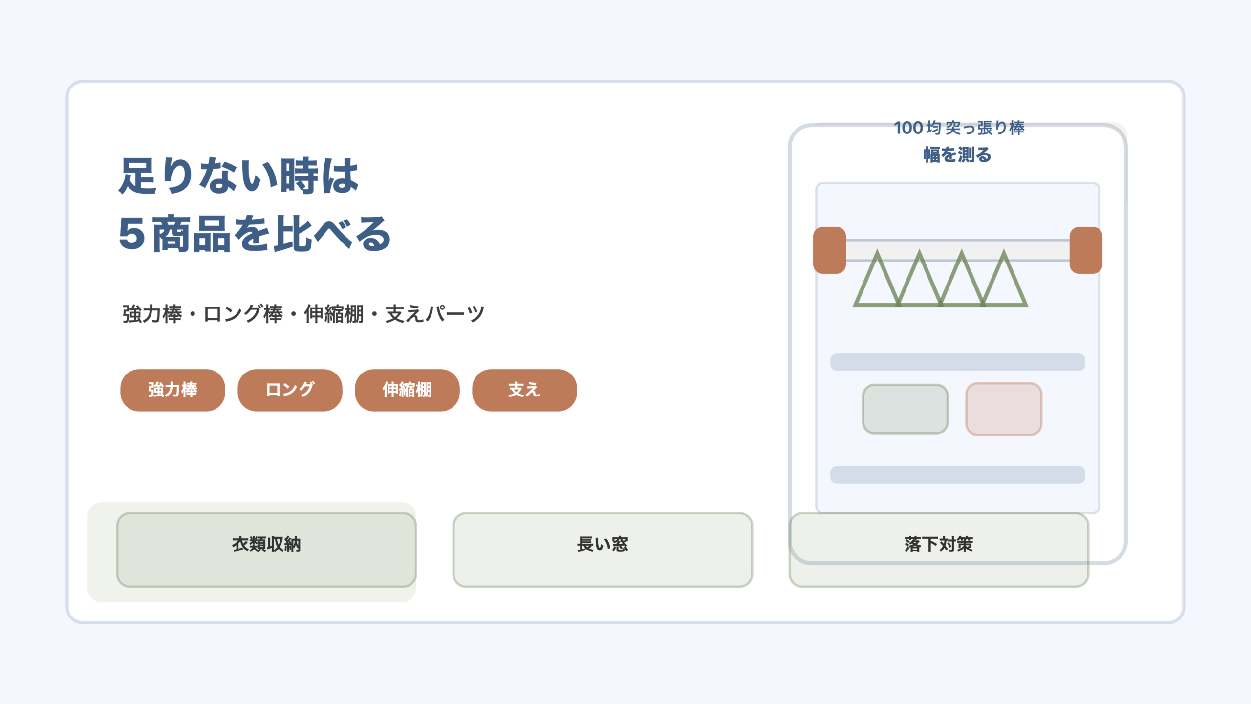 100均で足りない時の5商品を選びますの結論を示す手書き図解